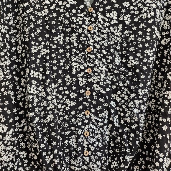 Intimately Free People Blouse S Black Ditsy Floral Bodysuit Dramatical‎ Ruffled - Picture 5 of 15